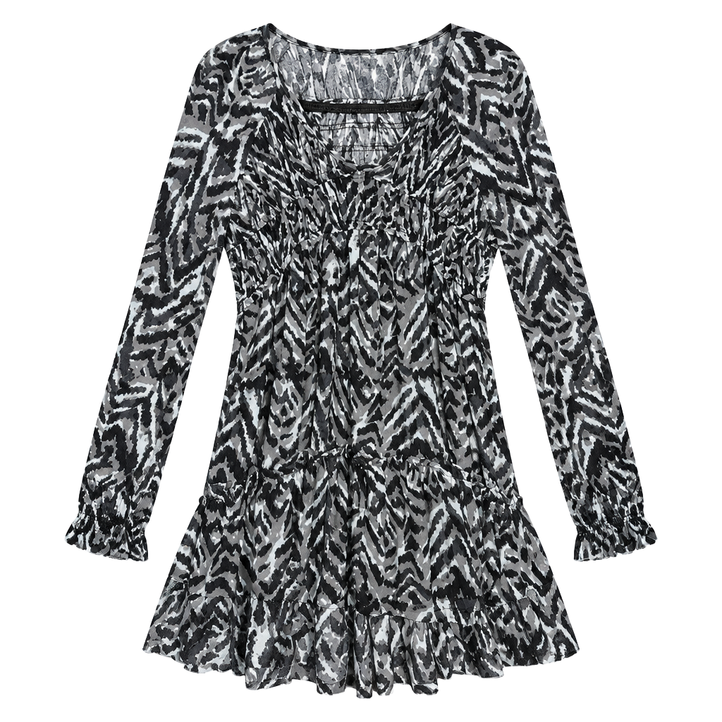 Beachlunchlounge Women's Black and Gray, Gathered V-Neck Dress Sz S 1