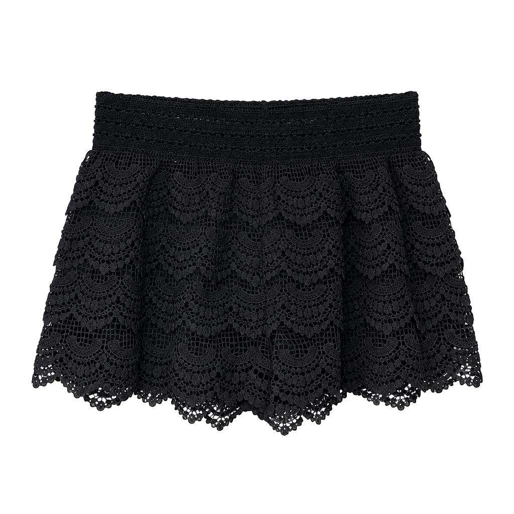 Jolt Black Crochet Lace Shorts 1
