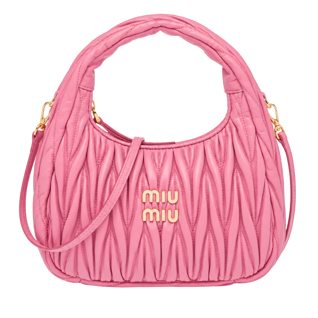 Miu Miu Wander Matelasse Nappa Leather Mini Hobo Bag in Pink 1
