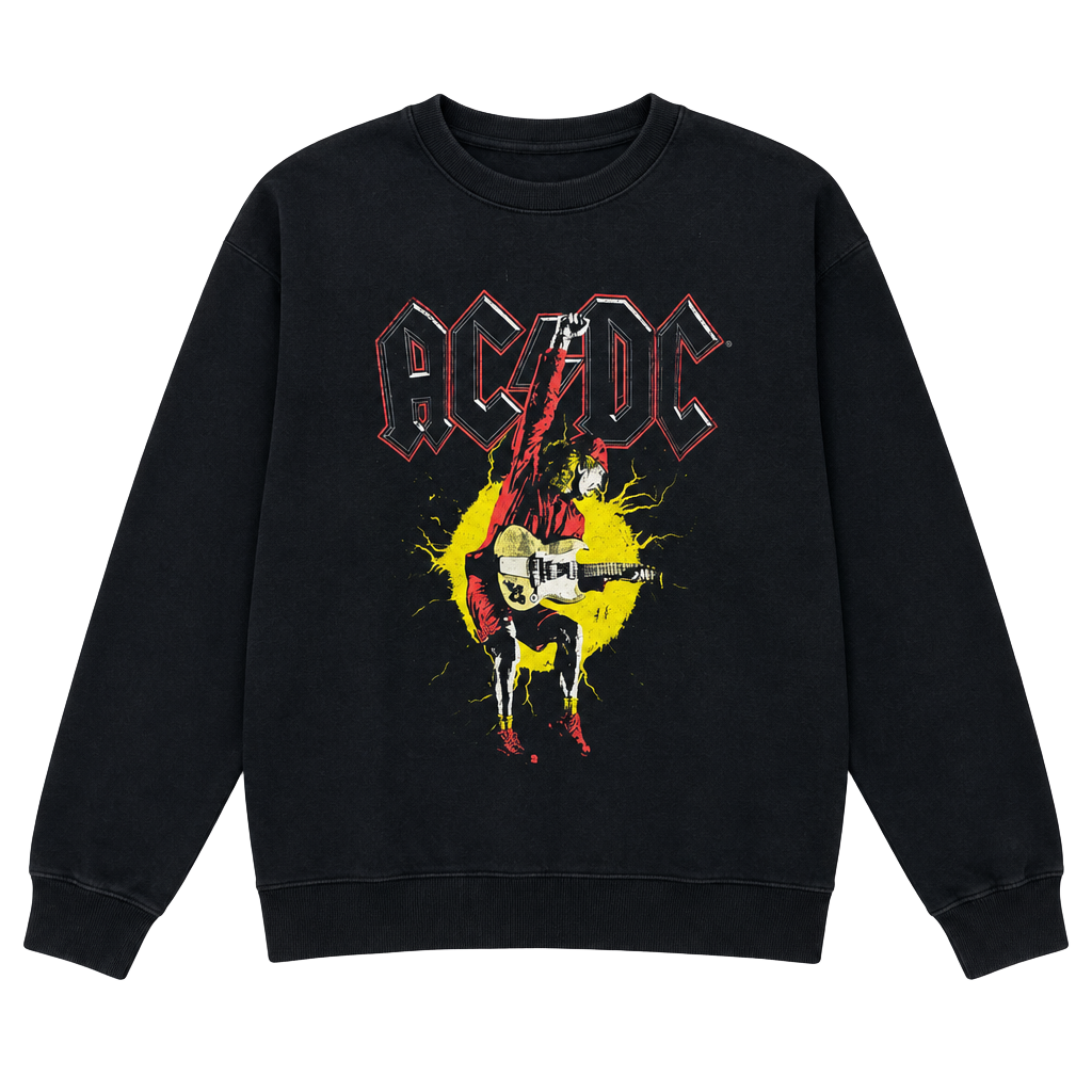 AC/DC Angus Young Razor's Edge Graphic Crewneck Sweatshirt Black Large 1