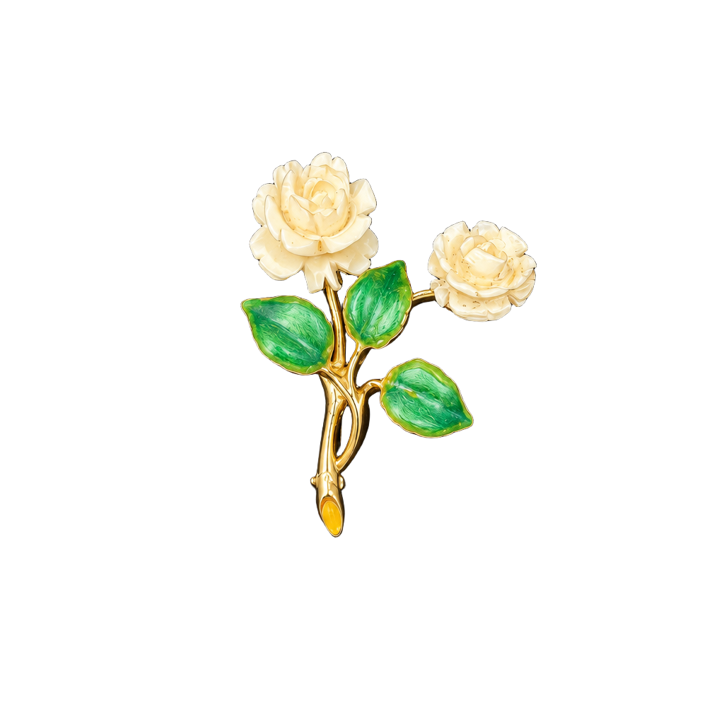 Joan Rivers Roses enamel gold tone pin brooch 1