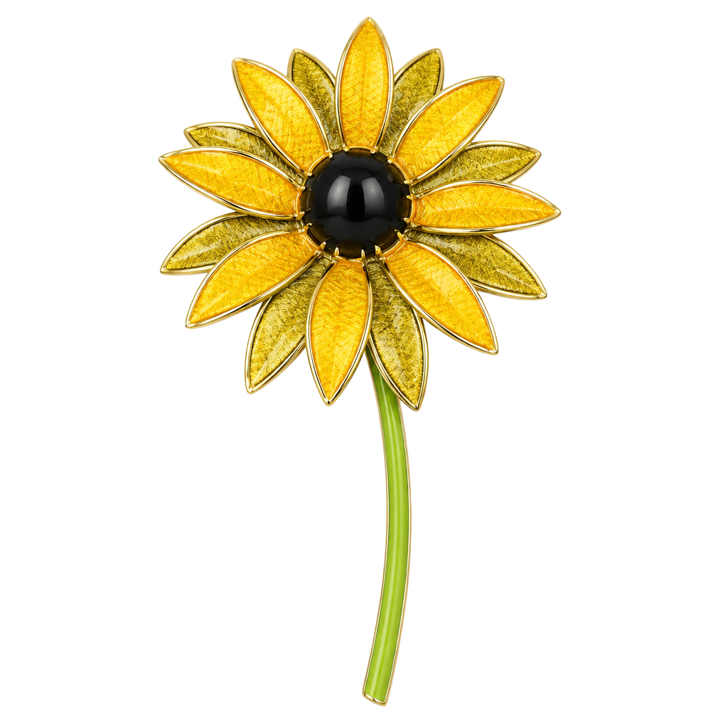 Vintage Enamel Flower Pin or Brooch, Sunflower, Brown Eyed Susan Made in Germany 1