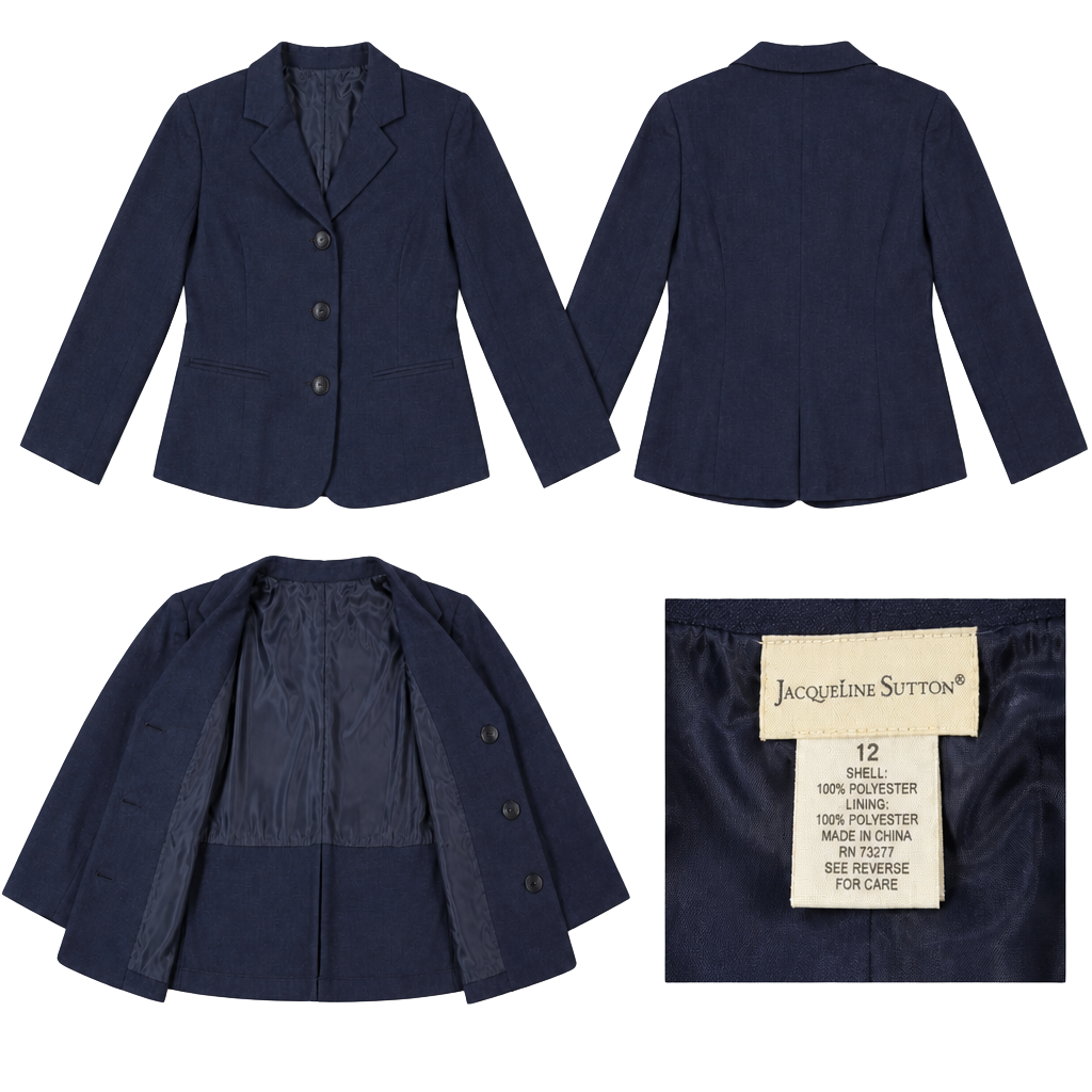 Jacqueline Sutton Blazer Jacket Size 10 Blue Polyester womens 1