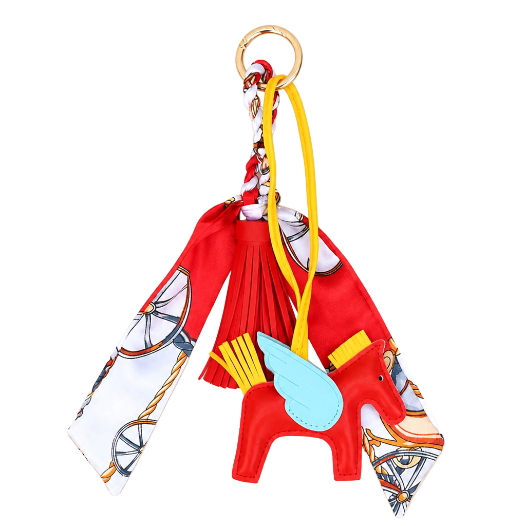 Red Horse & Tassel Charm w/ Twilly Scarf Bag Charms , Car charm 1