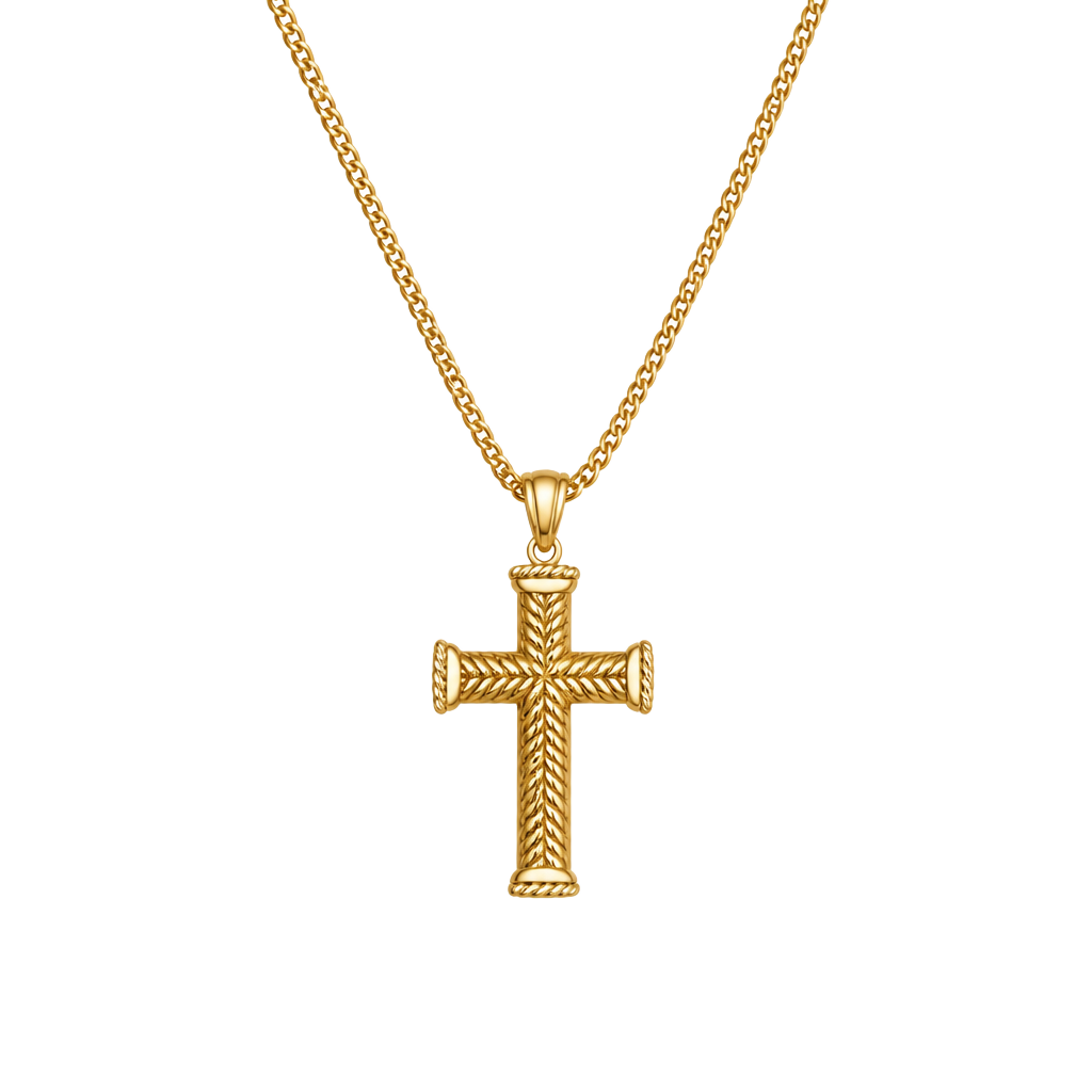 Mens Gold Plated Chevron Cross Pendant For Men 1