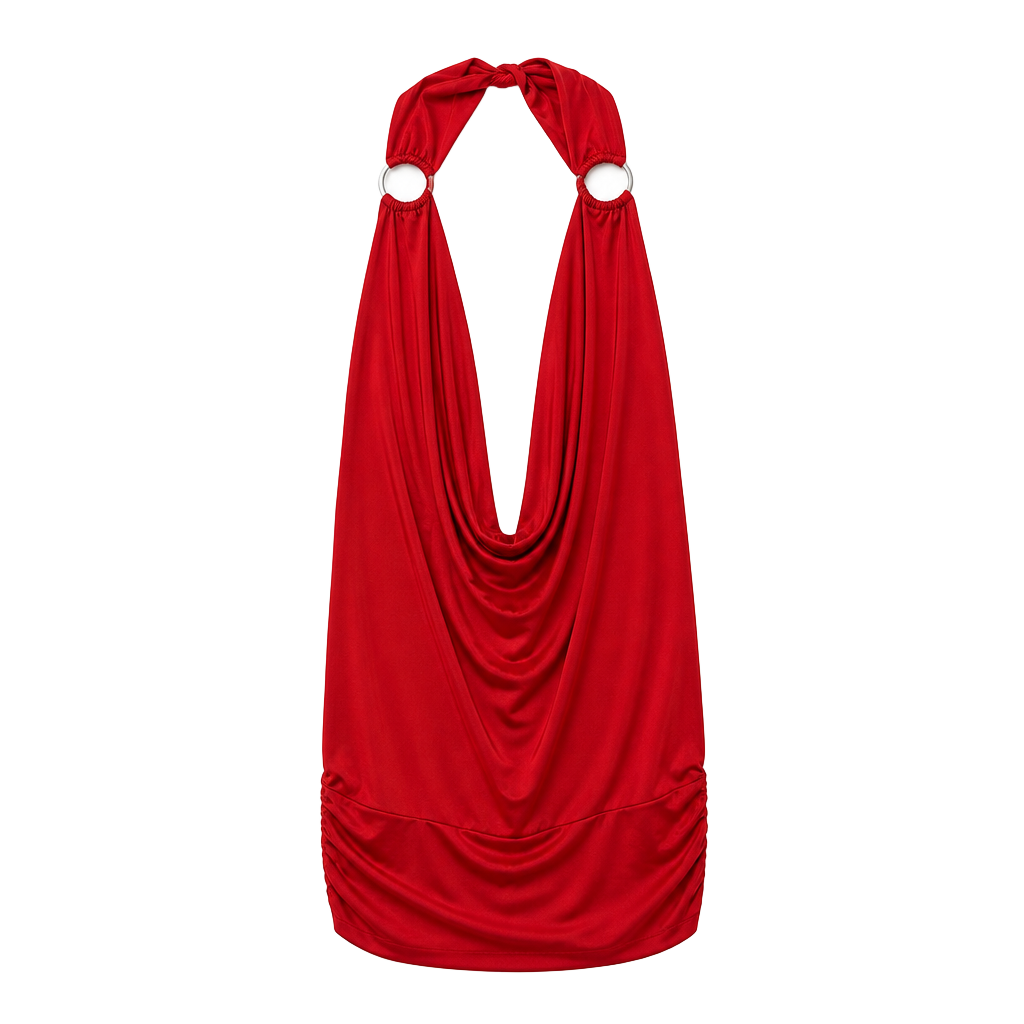 A Women's Plunge Mini Dress with Open Back and O-Ring Detail 1