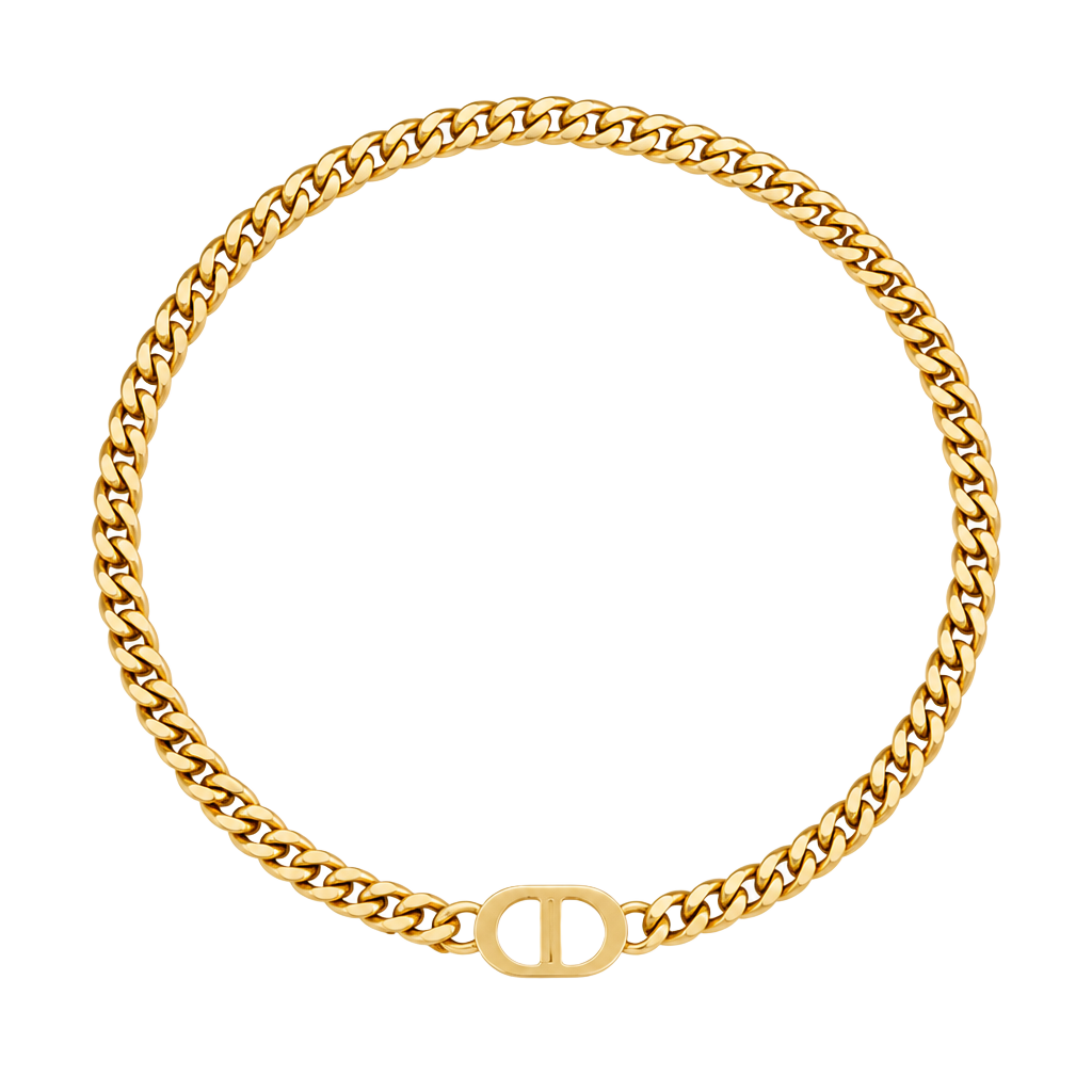 Luxx Urban Double D Monogram Cuban Chain Necklace Gold 1