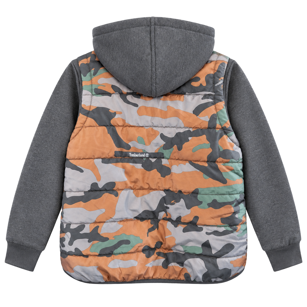 Timberland Hybrid Puffer Vest Size L(14/16) Camo Hooded Jacket 1