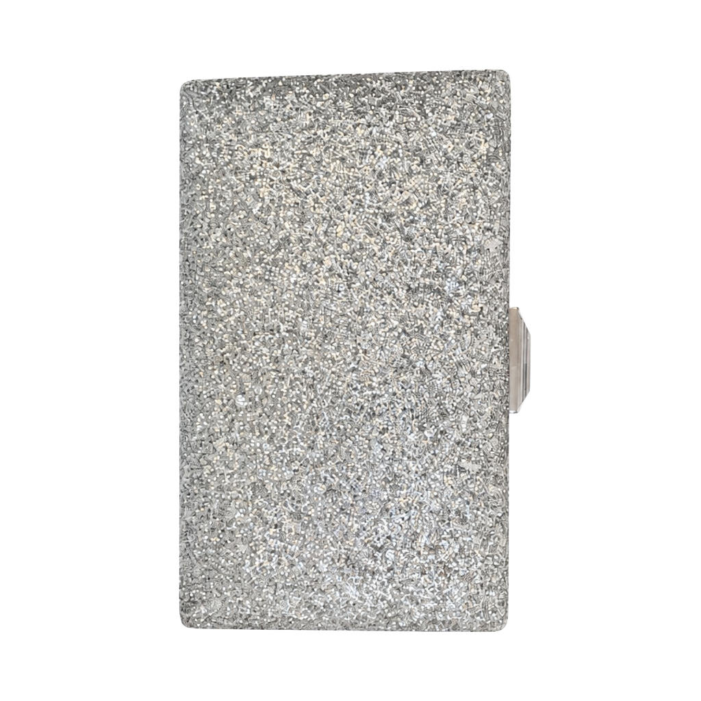 Nina Glitter Hard Case Clutch Silver Evening Bag 1