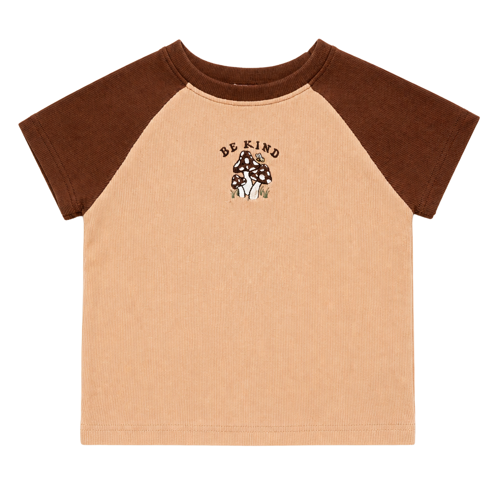 rue21 Be Kind Mushroom Embroidered Ribbed Raglan Crop Top Size L 1