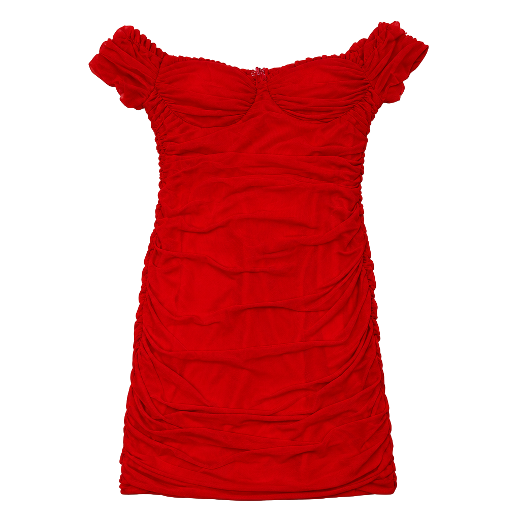 Windsor Red Ruched Off-The-Shoulder Bodycon Dress Size M 1