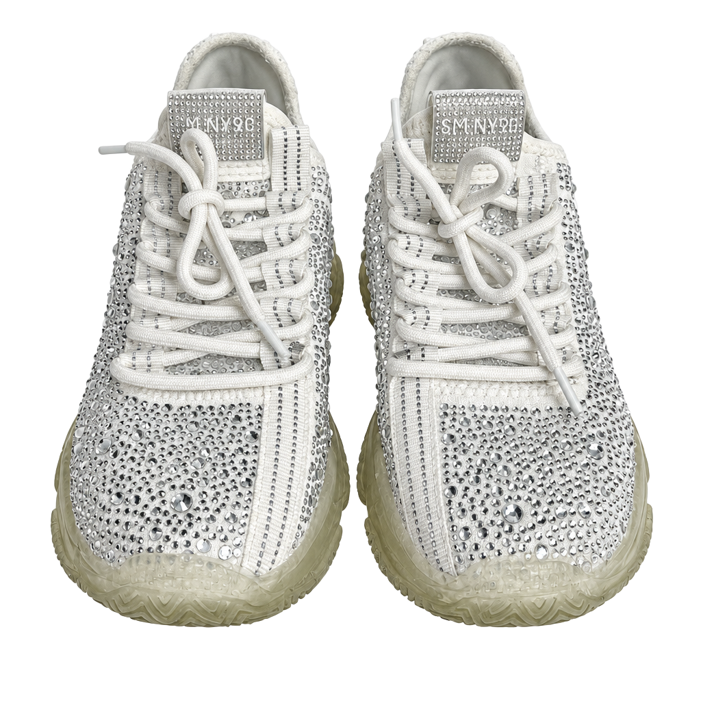 Steve Madden Maxima-R Rhinestone Chunky Sneakers White 1