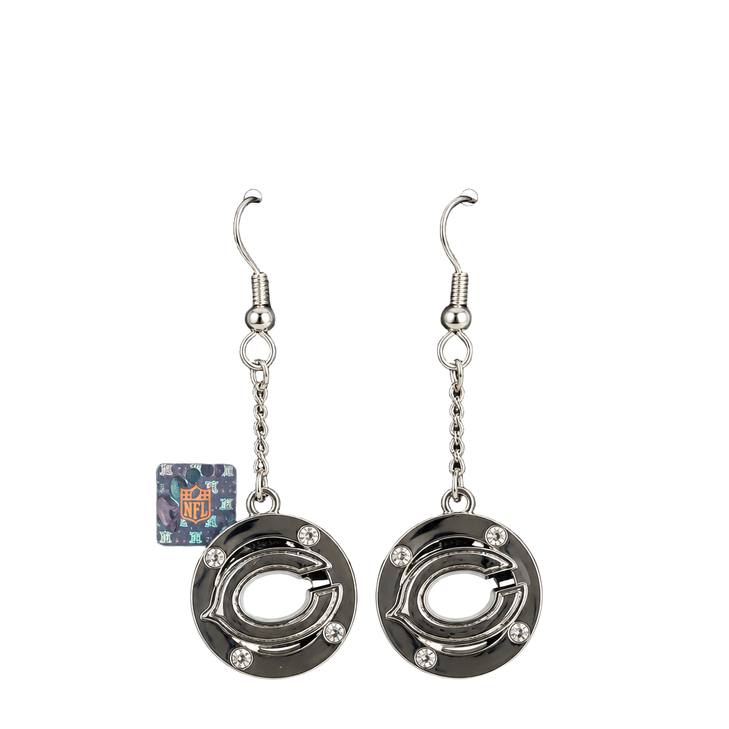 NFL Chicago Bears Dangle Earrings Silver Crystal Logo New 1