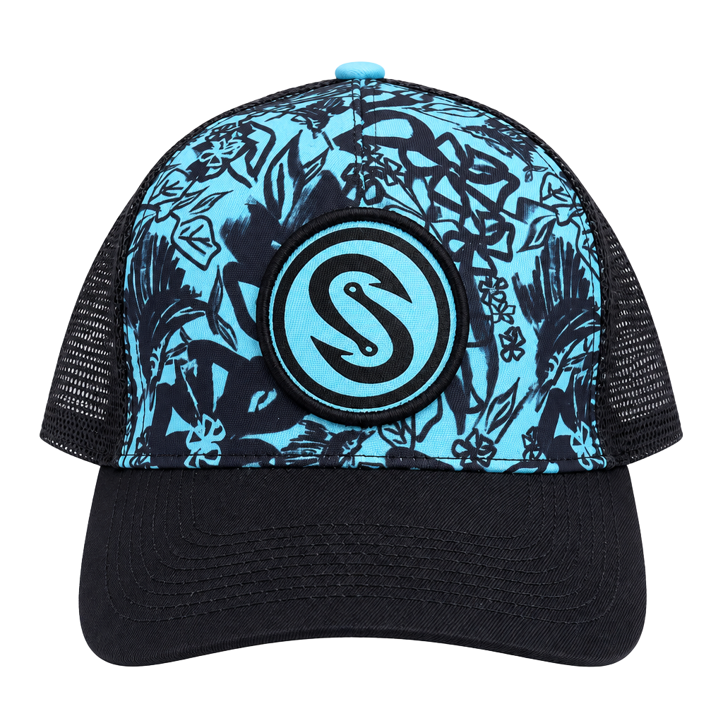Scales Hook Stitch Trucker Hat Snapback Blue Black 1