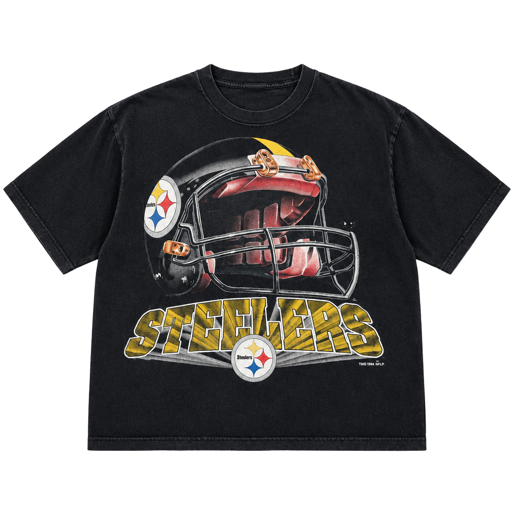 NFL Pittsburgh Steelers Vintage 90s Graphic T-Shirt Black 1