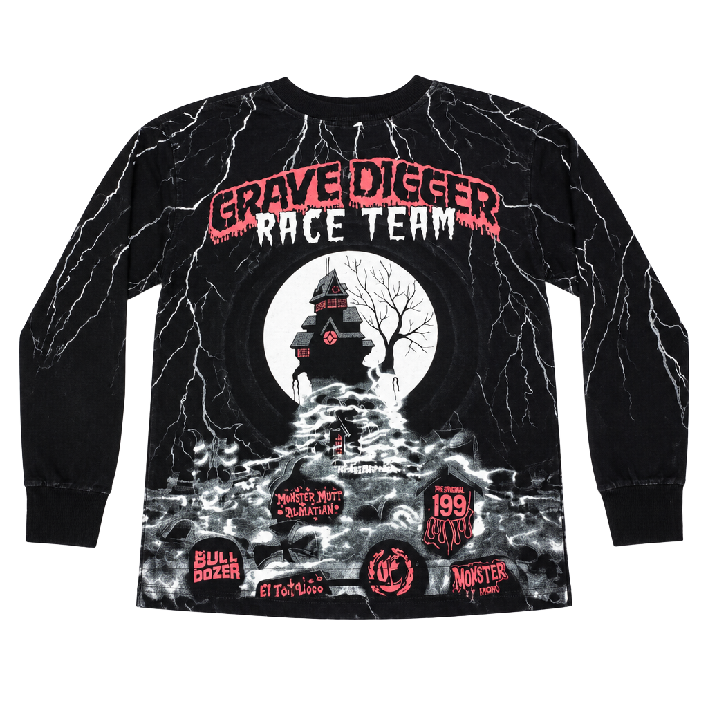 Monster Jam Grave Digger Long Sleeve Shirt Black 1