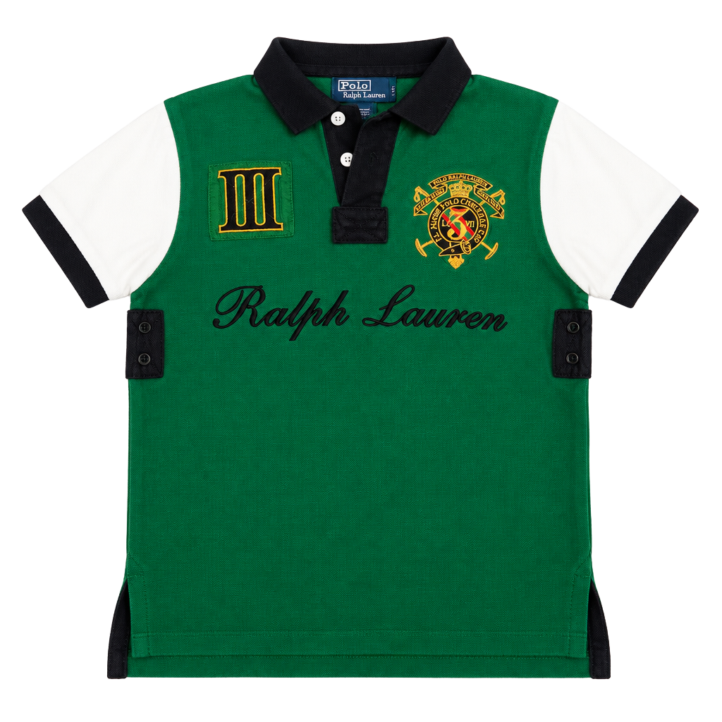 Polo Ralph Lauren Snow Polo Challenge Polo Shirt Size M Green White 1