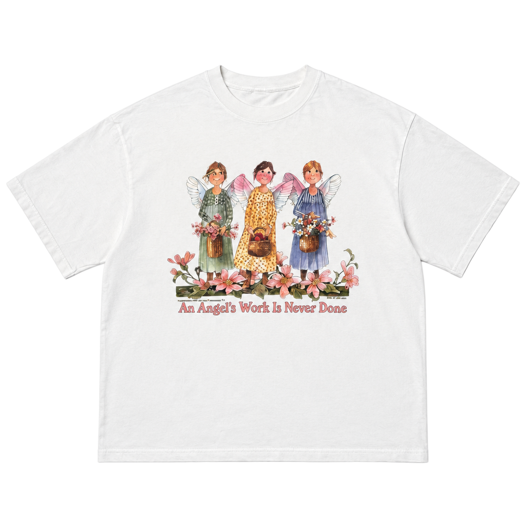 Vintage An Angel's Work Is Never Done Graphic T-Shirt White 1