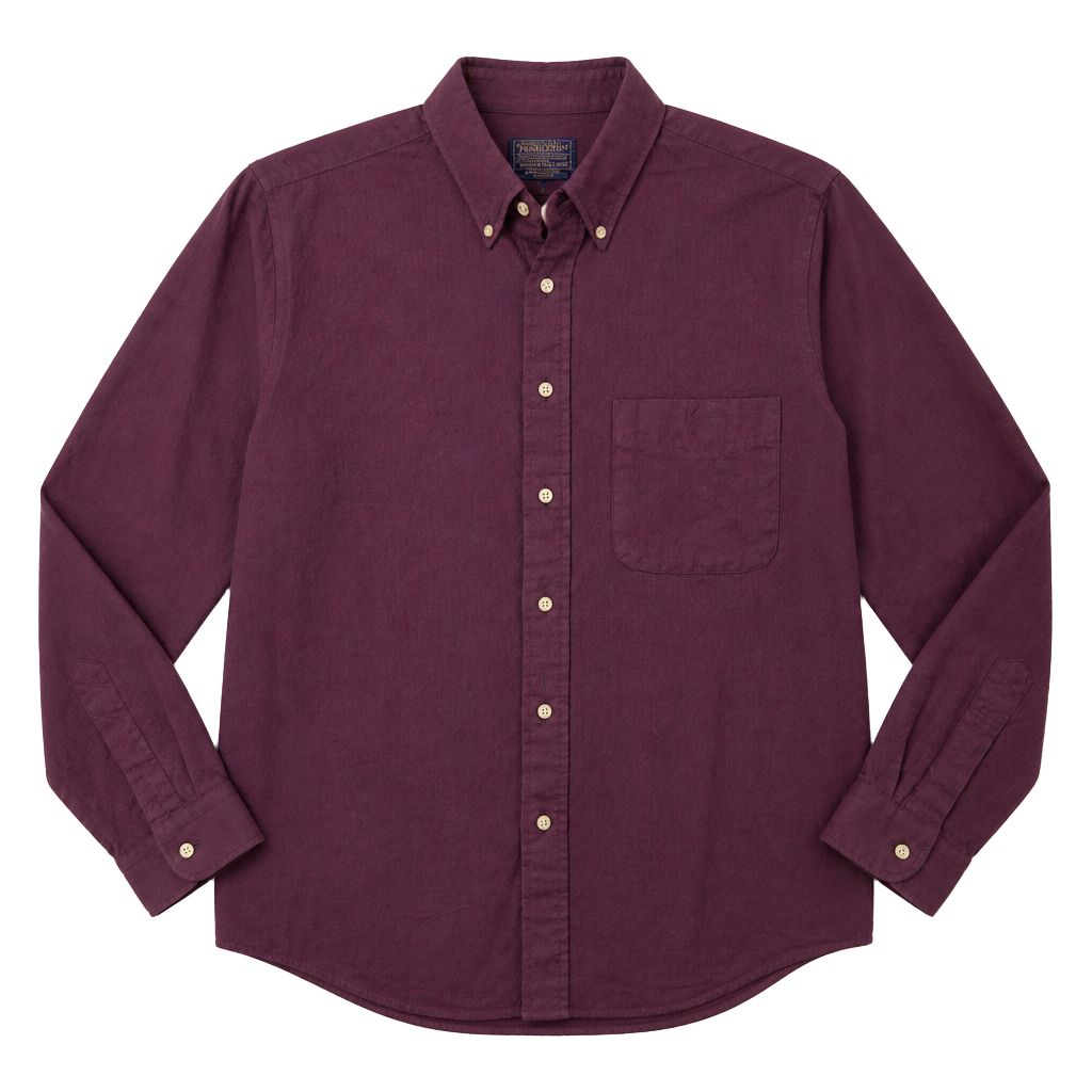 Vintage Sir Pendleton 100% Virgin Wool Burgundy Button Down Shirt Mens Large 1