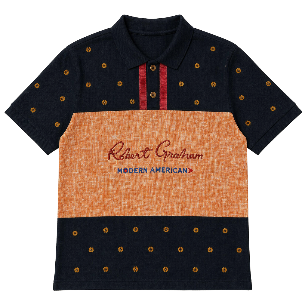 Robert Graham Modern American XL Short Sleeve Button-Down Navy Polka Dot Shirt
1
