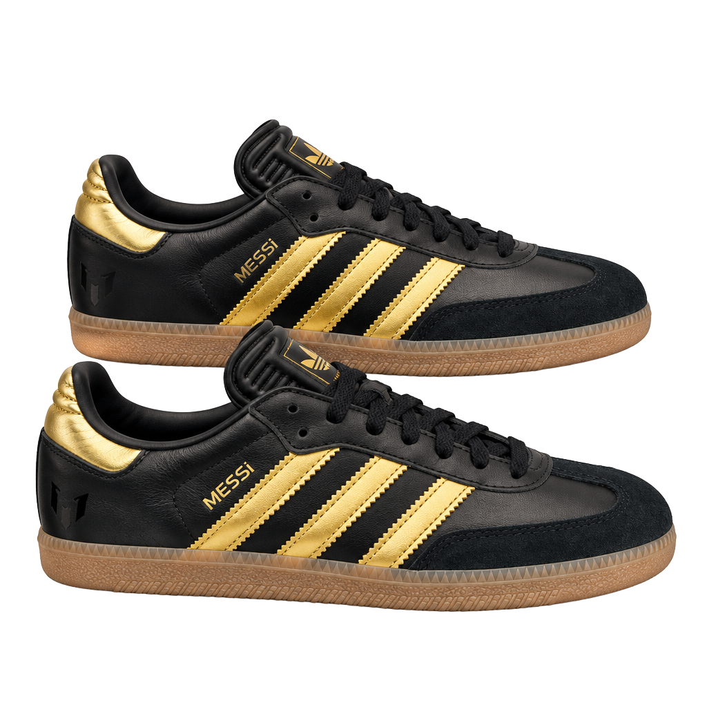 NEW Adidas Samba Lionel Messi Black and Gold 5.5Y, 7 Women FIBA SOCCER FOOTBALL 1