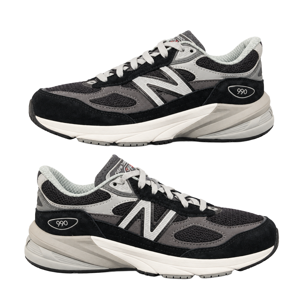NEW New Balance FuelCell 990v6 Size 3 Black Grey Kids Sneakers 1