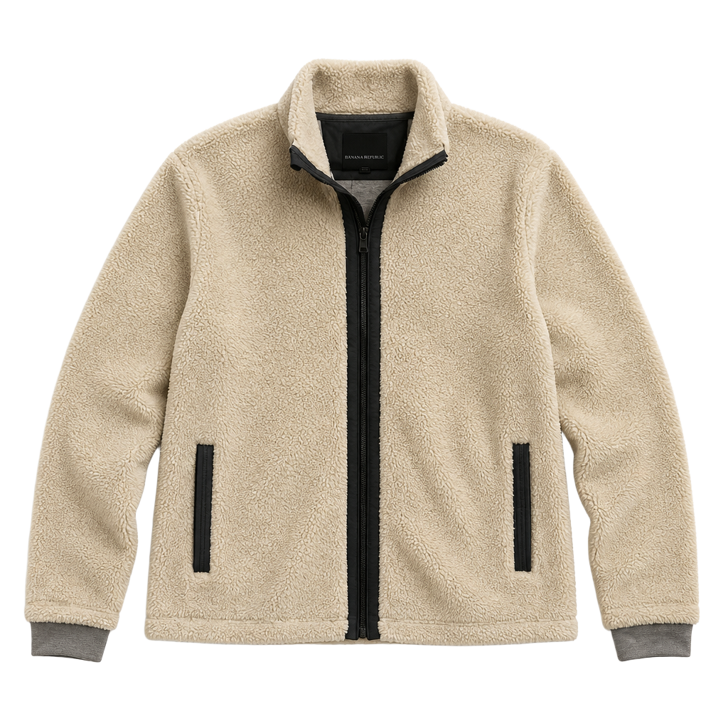 Vintage Banana Republic Cream Sherpa Fleece Full Zip Jacket XL#y2k 1