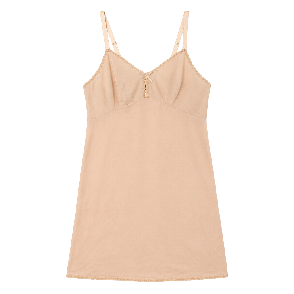 Vintage Olga Peach Nylon Lace Trim Cami Full Slip Dress 1