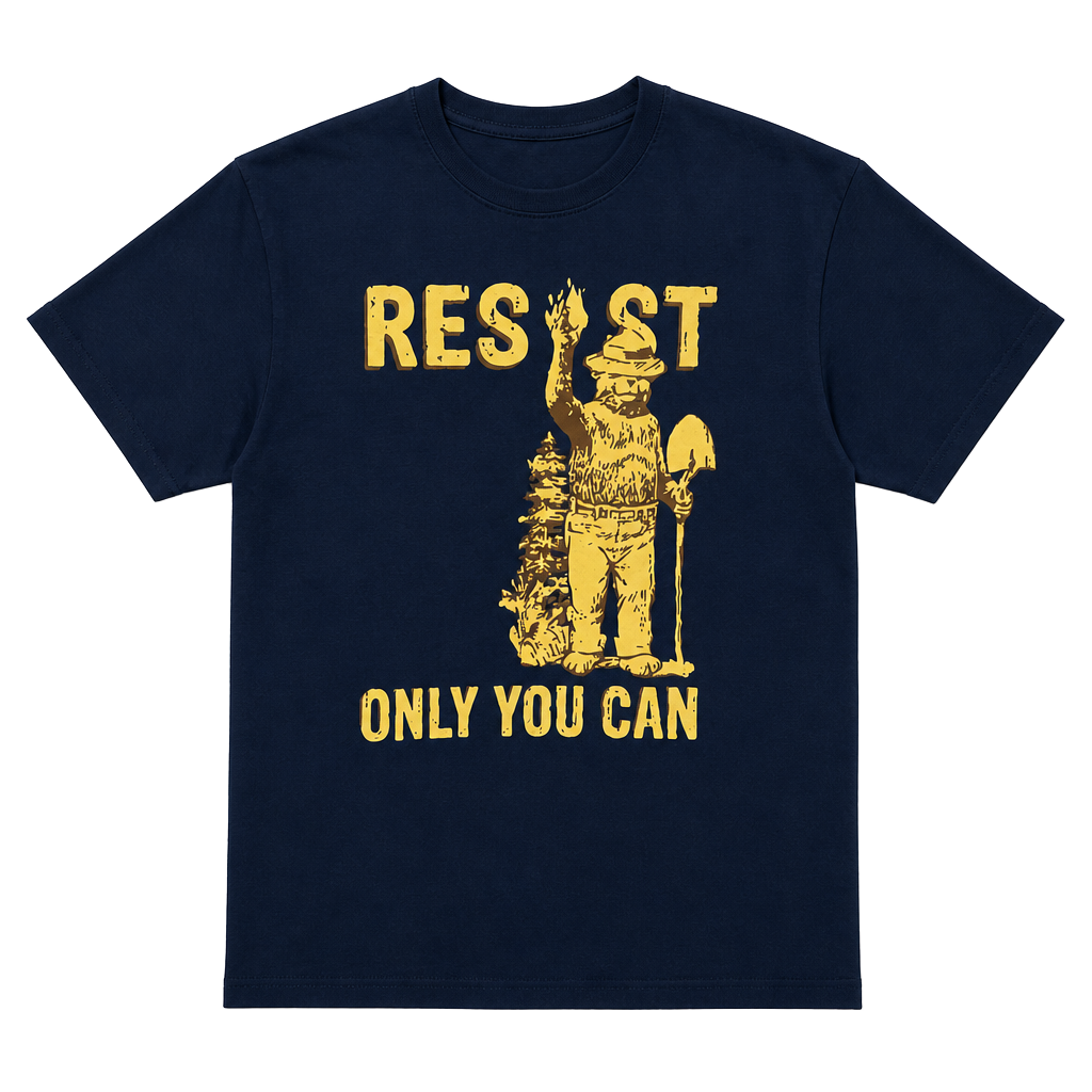 Fruit of the Loom Heavy HD Cotton Smokey Bear Resist Only You Can Graphic T-Shirt Navy Medium 1