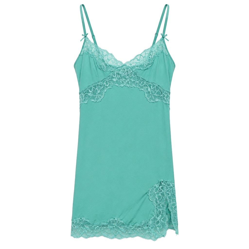 Victoria's Secret Slip Dress Size M Mint Green Lace Chemise 1