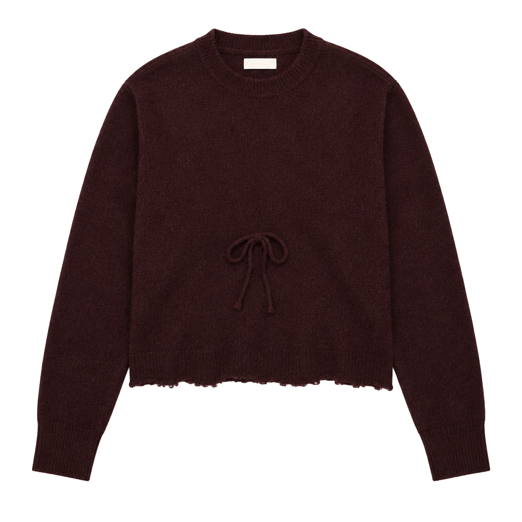 American Eagle Tie-Front Cardigan Size L Burgundy Knit Sweater 1