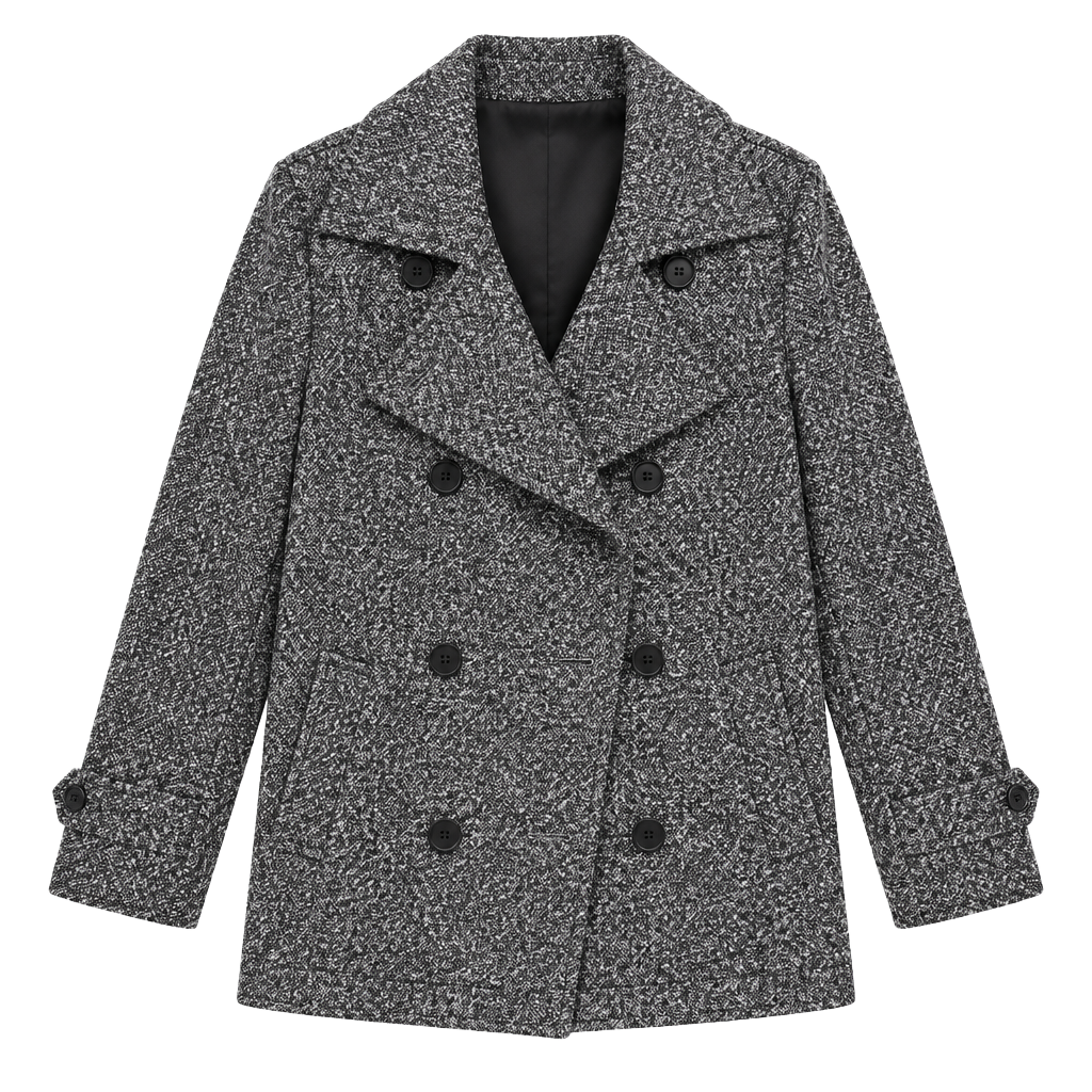 Free People Tweed Peacoat Soft Black White Wool Blend 1