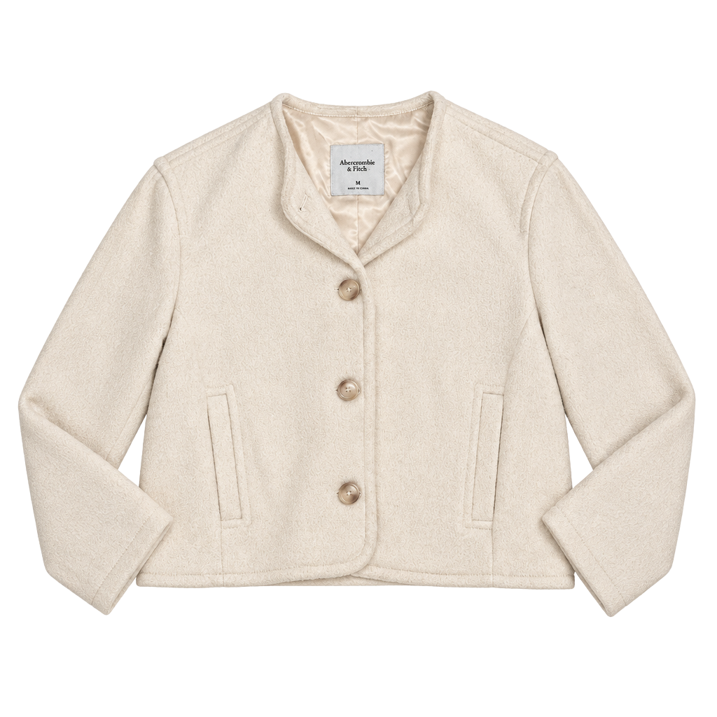 Abercrombie & Fitch Button Jacket Size M Cream Wool Blend 1