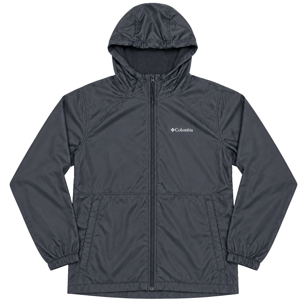 Columbia Lightweight Windbreaker Size M Black Full Zip Hoodie 1