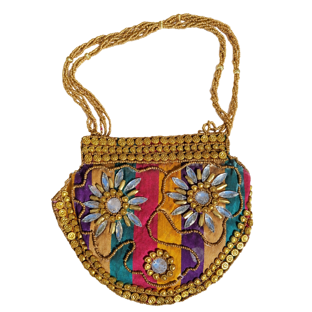 Handmade Satin Snap Purse, Pouch. Decorated with Beads and Sequin 1