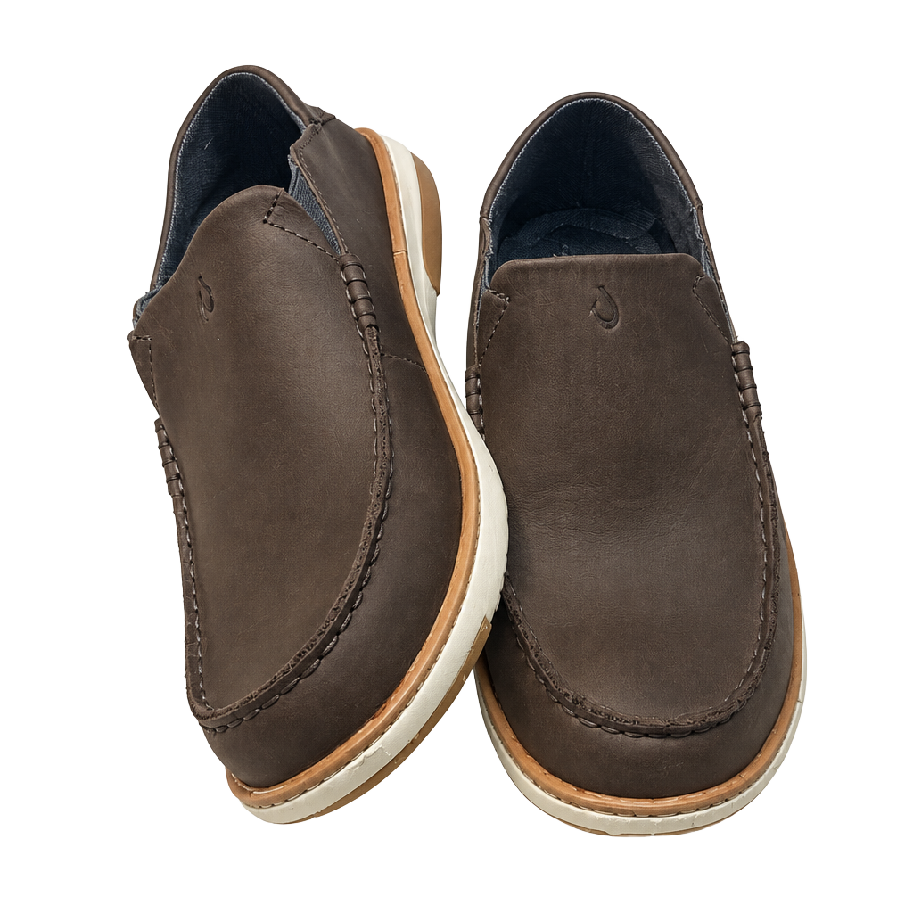 OluKai Moku Leather Slip On Shoes Brown Leather 1