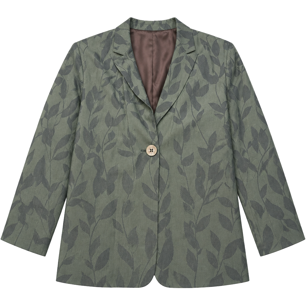 Saks Fifth Avenue Folio Collection Blazer Size 12 Green Leaf Jacquard 1