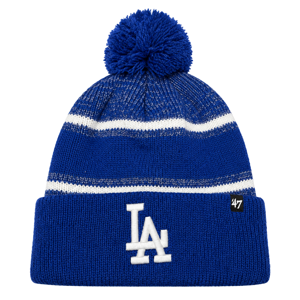 47 Brand Los Angeles Dodgers Pom Beanie Hat OSFA Blue Striped New With Tags 1