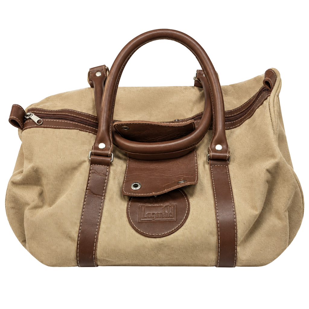 Karl Lagerfeld Le Club Paris Vintage Tan Canvas Travel Duffel Bag 1