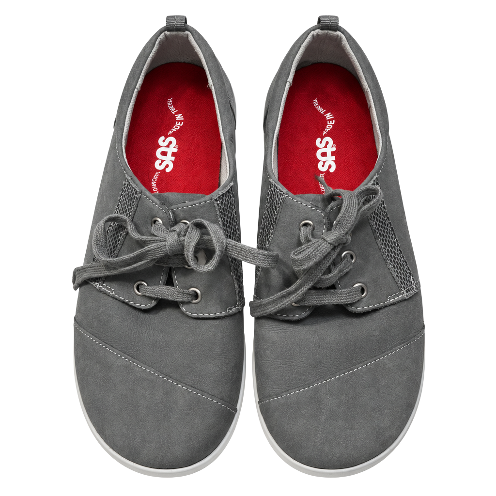 SAS Gray Leather Walking Shoes Sneakers Comfort Made In Usa 1