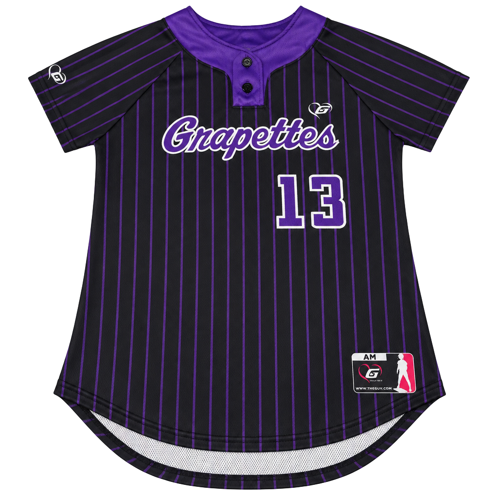 The Gluv Grapettes Pinstripe Softball Jersey 13 Black Purple 1