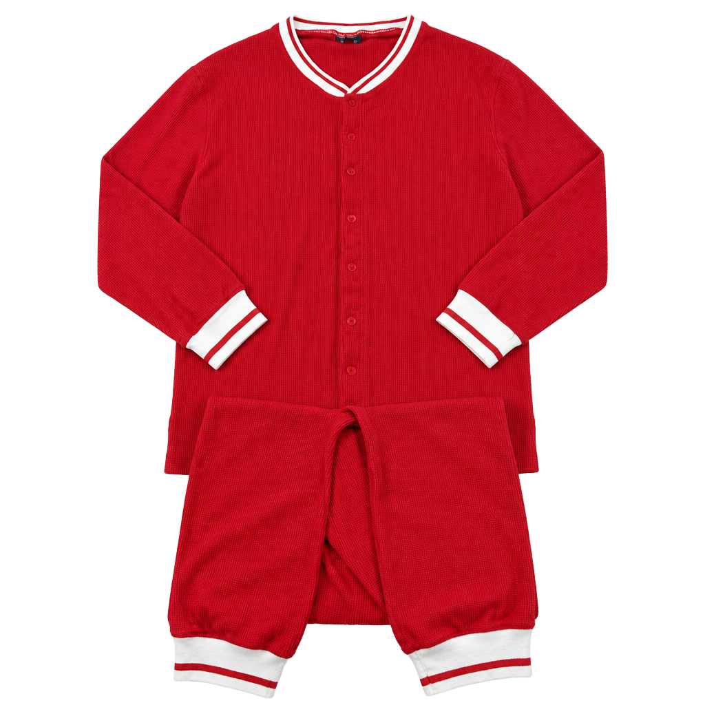 Kingsize Thermal One Piece Suit Size 4XL Big Red Waffle Knit Pajamas 1