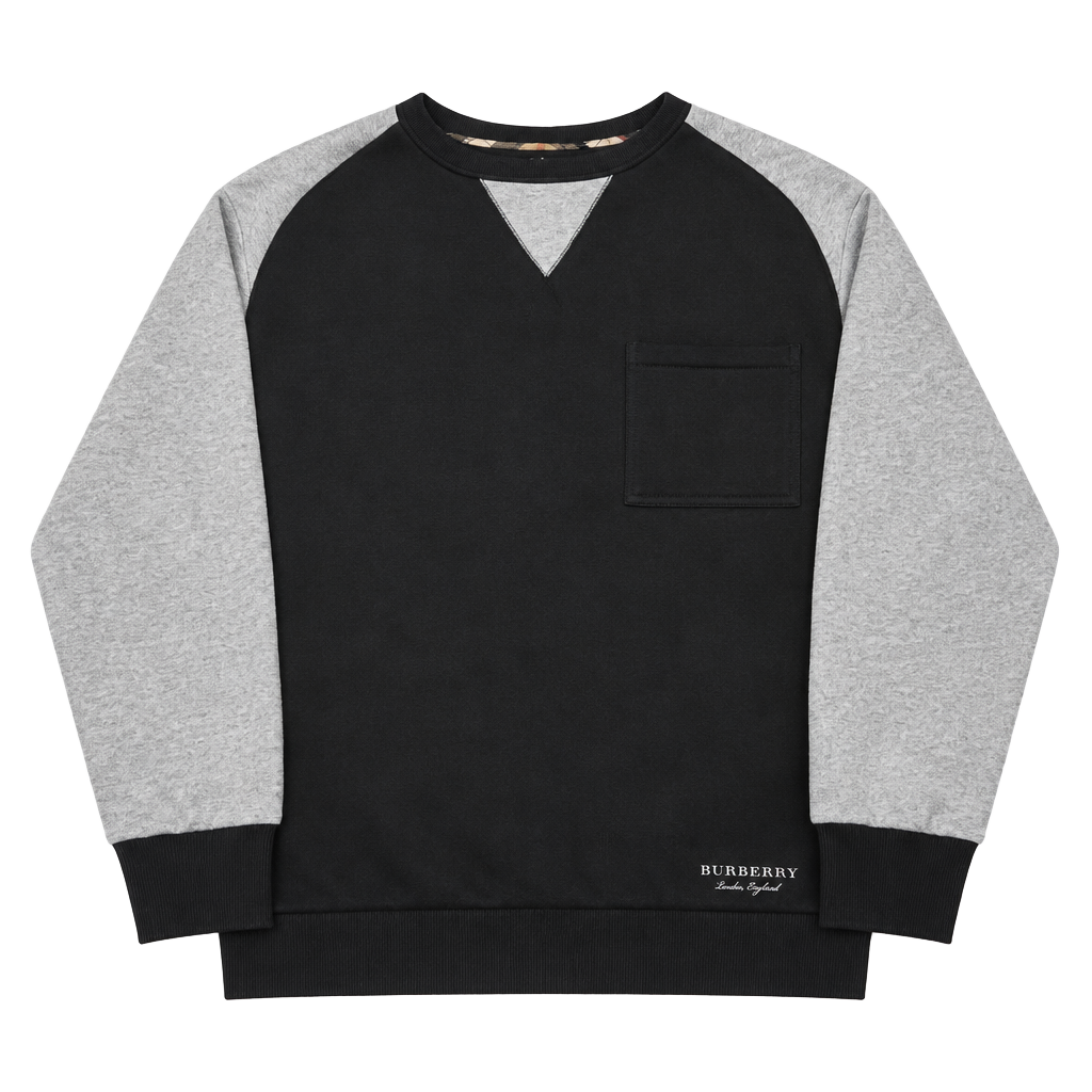 Burberry London England Sweatshirt XL Black Gray Raglan Pocket 1