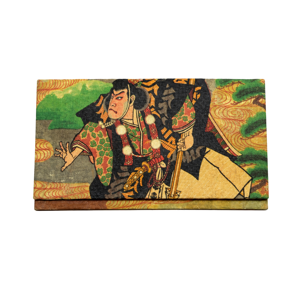 Vintage Japanese Paper Wallet Kyoto Yuzenzome Art Kabuki Actor Print 1