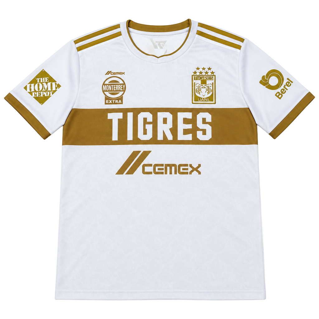 Tigres UANL Soccer Jersey Size L White Gold 11 1