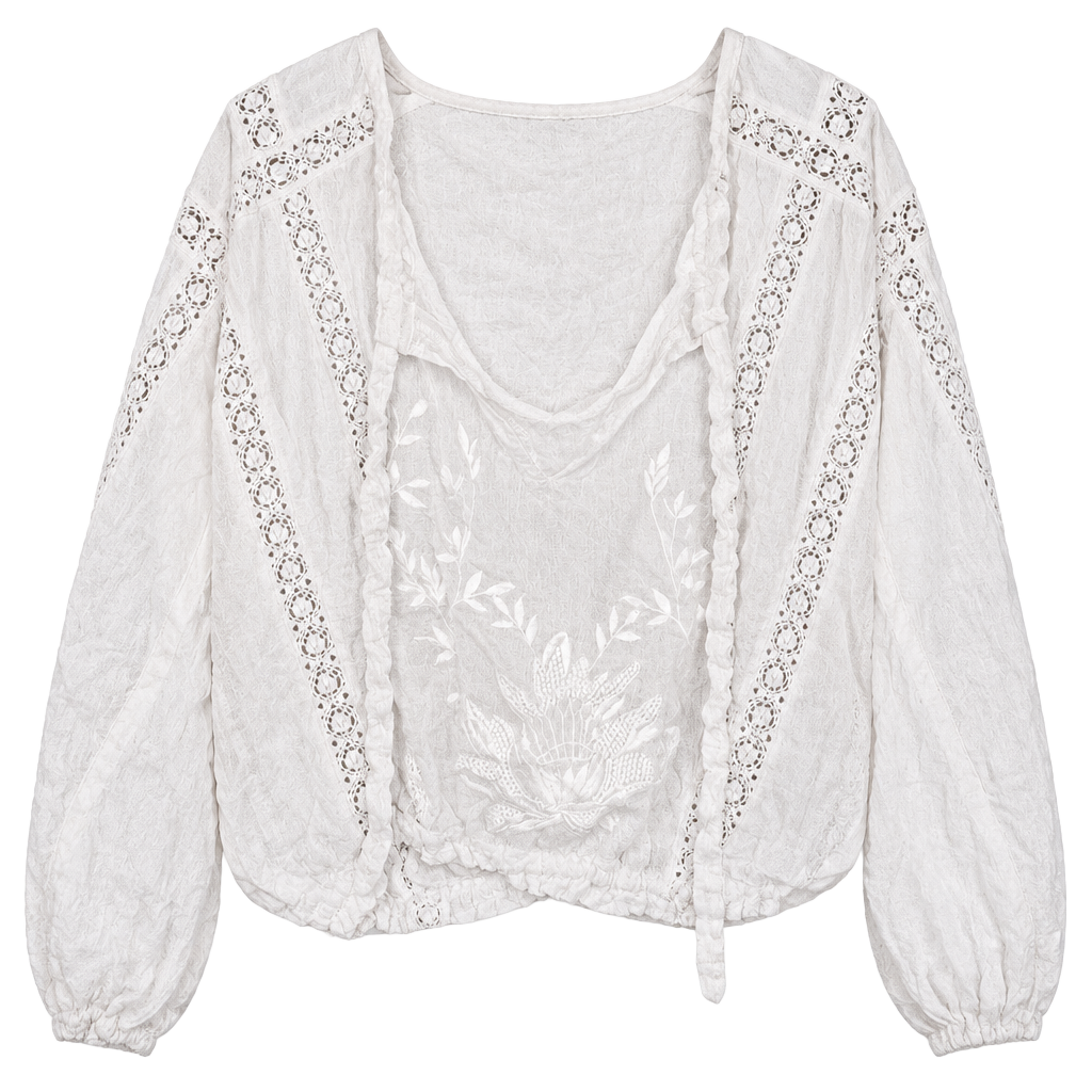Free People Maria Maria Lace Blouse in White 1
