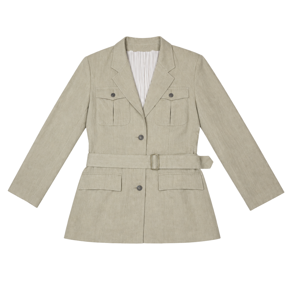 Vintage Banana Republic Safari & Travel Co. Beige Belted Utility Jacket Size L 1