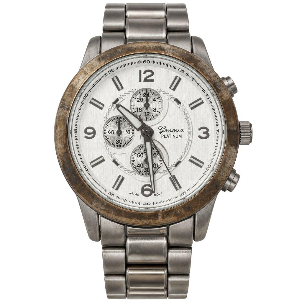 Geneva Platinum Chronograph Style Watch Silver Dial Link Band 1