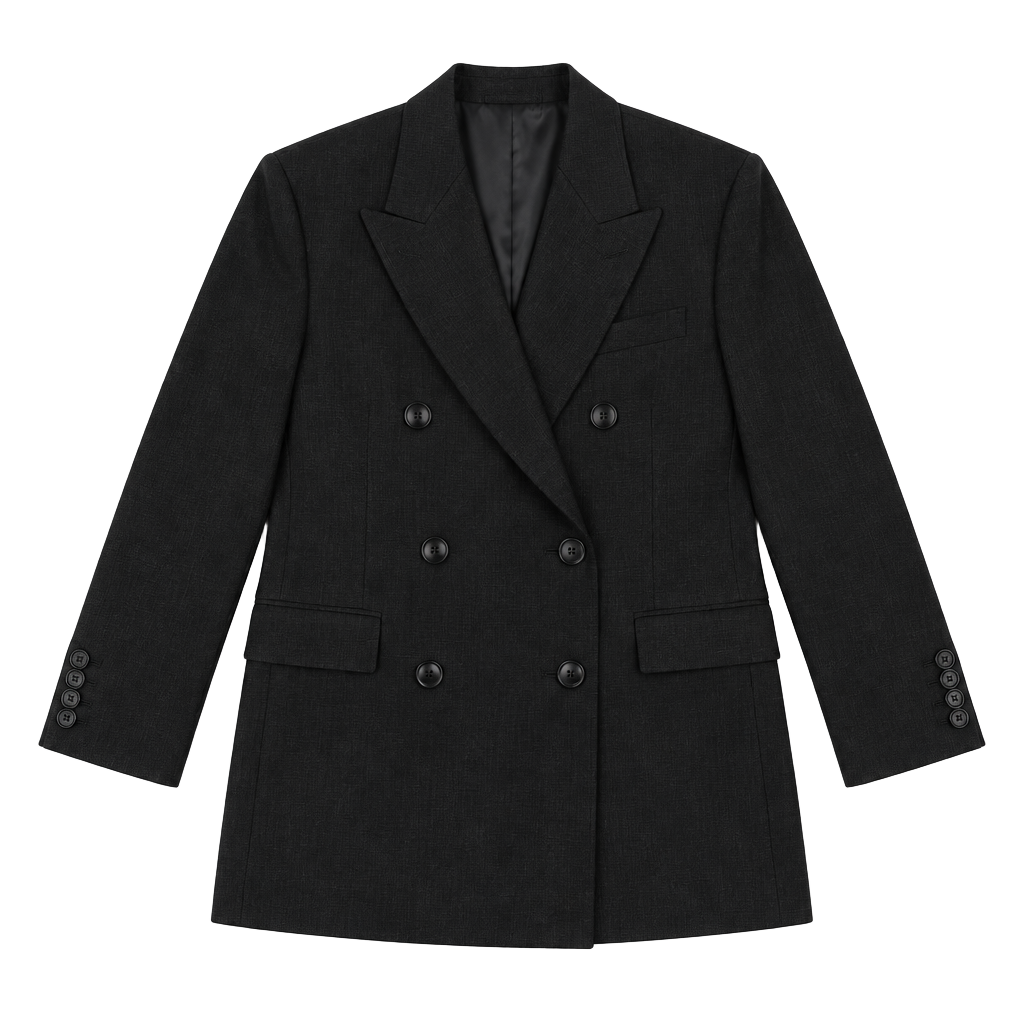 Giorgio Sant'Angelo 90s Black Wool Power Blazer Double Breasted | L 1