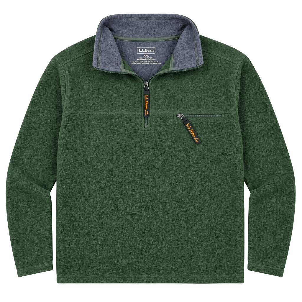 L.L.Bean Green Quarter Zip Fleece Pullover XXL 1